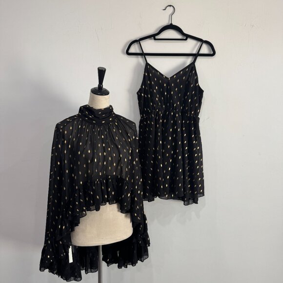 Commense Foil Spot Print Cami Dress with Matching Cape NWT, Size M - Picture 9 of 17